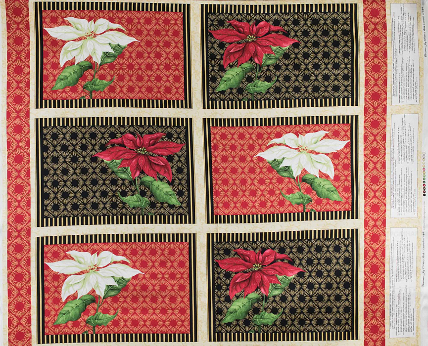 Ткань хлопок пэчворк красный черный разноцветные, цветы, ALFA (арт. 215522)
