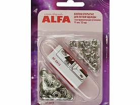 Кнопки для легкой одежды Alfa AF-SA13 металл 11 мм 12 пар никель