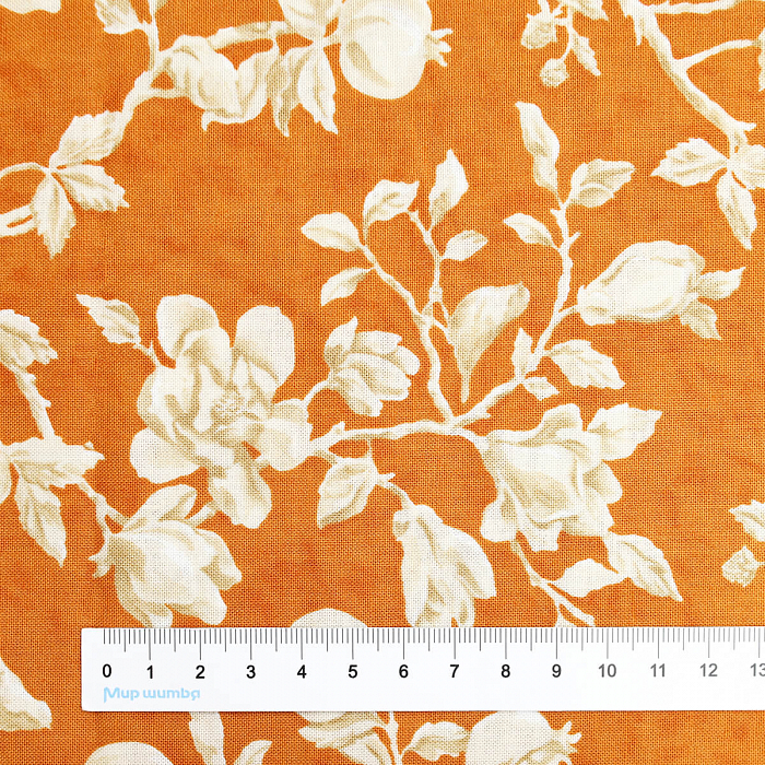 Ткань хлопок пэчворк оранжевый, цветы, FreeSpirit (арт. PWSA032.RUSSET)