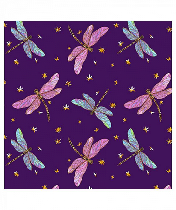 Ткань хлопок пэчворк фиолетовый, птицы и бабочки животные, Blank Quilting (арт. 1632-55)