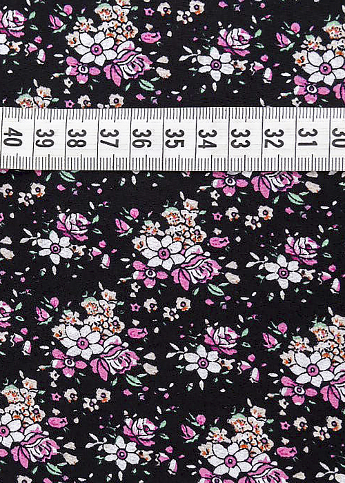 Ткань хлопок плательные ткани черный, мелкий цветочек, ALFA C (арт. AL-C1009)