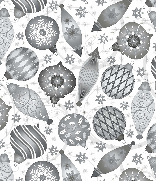 Ткань хлопок пэчворк серый, новый год, Blank Quilting (арт. )