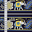 Ткань хлопок пэчворк синий, бордюры животные пейсли, ALFA (арт. AL-10885)