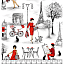 Ткань хлопок для пэчворка белый красный, страны и города винтаж, Timeless Treasures (арт. PARIS-C8685-WHITE)