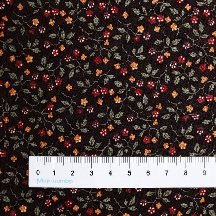 Ткань хлопок пэчворк коричневый, цветы, Moda (арт. 9702 16)