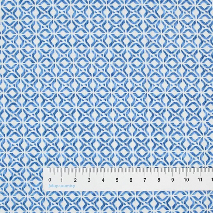 Ткань хлопок пэчворк голубой, геометрия, Benartex (арт. 1344954B)