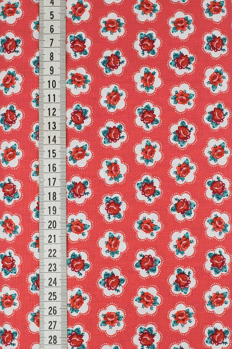 Ткань хлопок пэчворк коралловый, мелкий цветочек цветы, ALFA (арт. 229470)