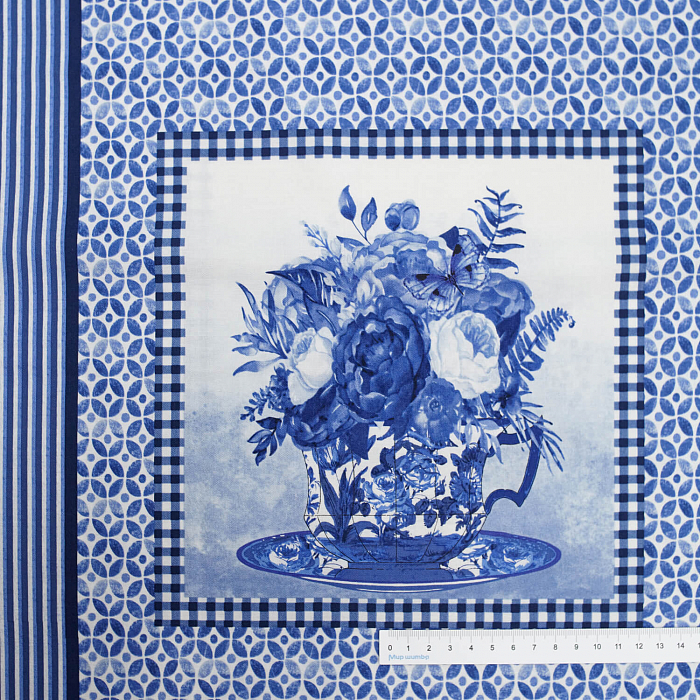 Ткань хлопок пэчворк синий, цветы, Blank Quilting (арт. 1720-75)