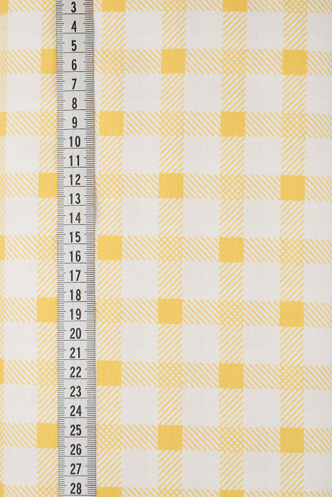 Ткань хлопок пэчворк желтый лимонный, клетка, ALFA (арт. 242055)
