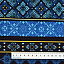 Ткань хлопок пэчворк синий, бордюры геометрия, Benartex (арт. 10482-55)