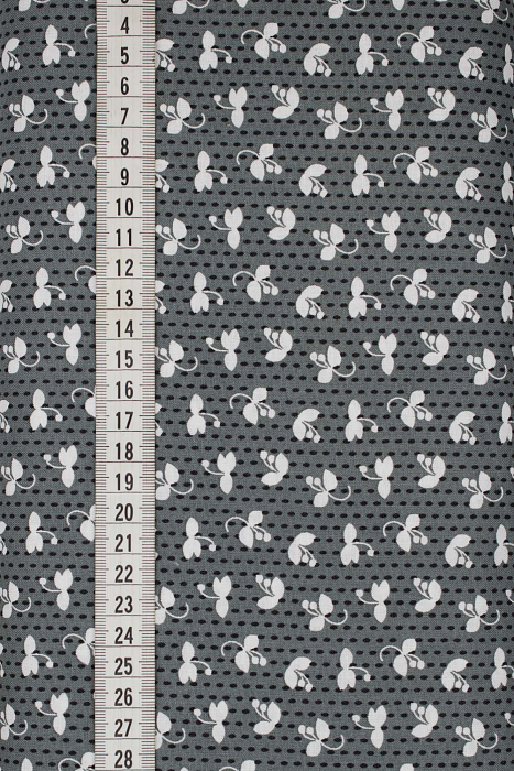 Ткань хлопок пэчворк серый, мелкий цветочек горох и точки, ALFA (арт. 225996)