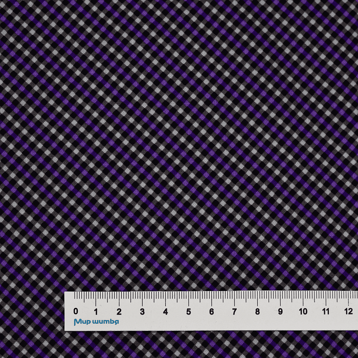 Ткань хлопок пэчворк фиолетовый, клетка, Benartex (арт. 1042363B)
