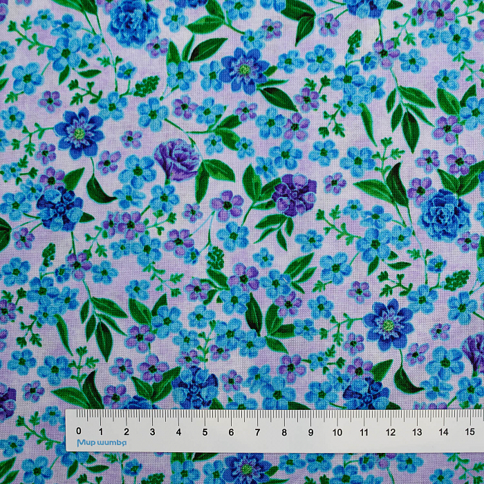 Ткань хлопок пэчворк синий, цветы флора, Blank Quilting (арт. 1424-50)