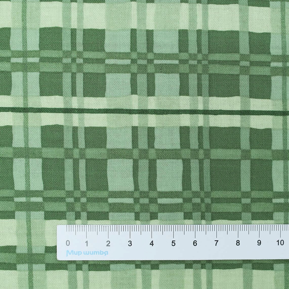 Ткань хлопок для пэчворка для одежды зеленый, клетка, Wilmington Prints (арт. 3041 17807 777)