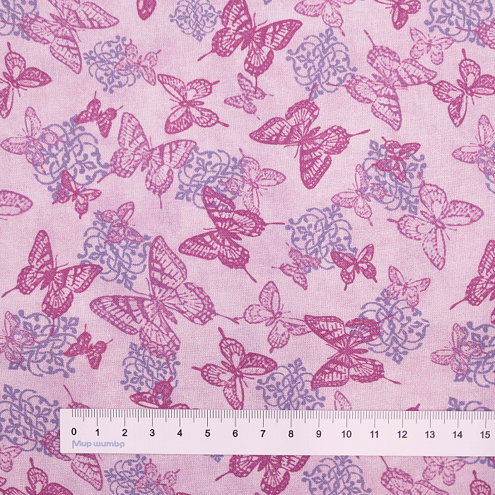 Ткань хлопок пэчворк фиолетовый, птицы и бабочки, Benartex (арт. 10466-26)