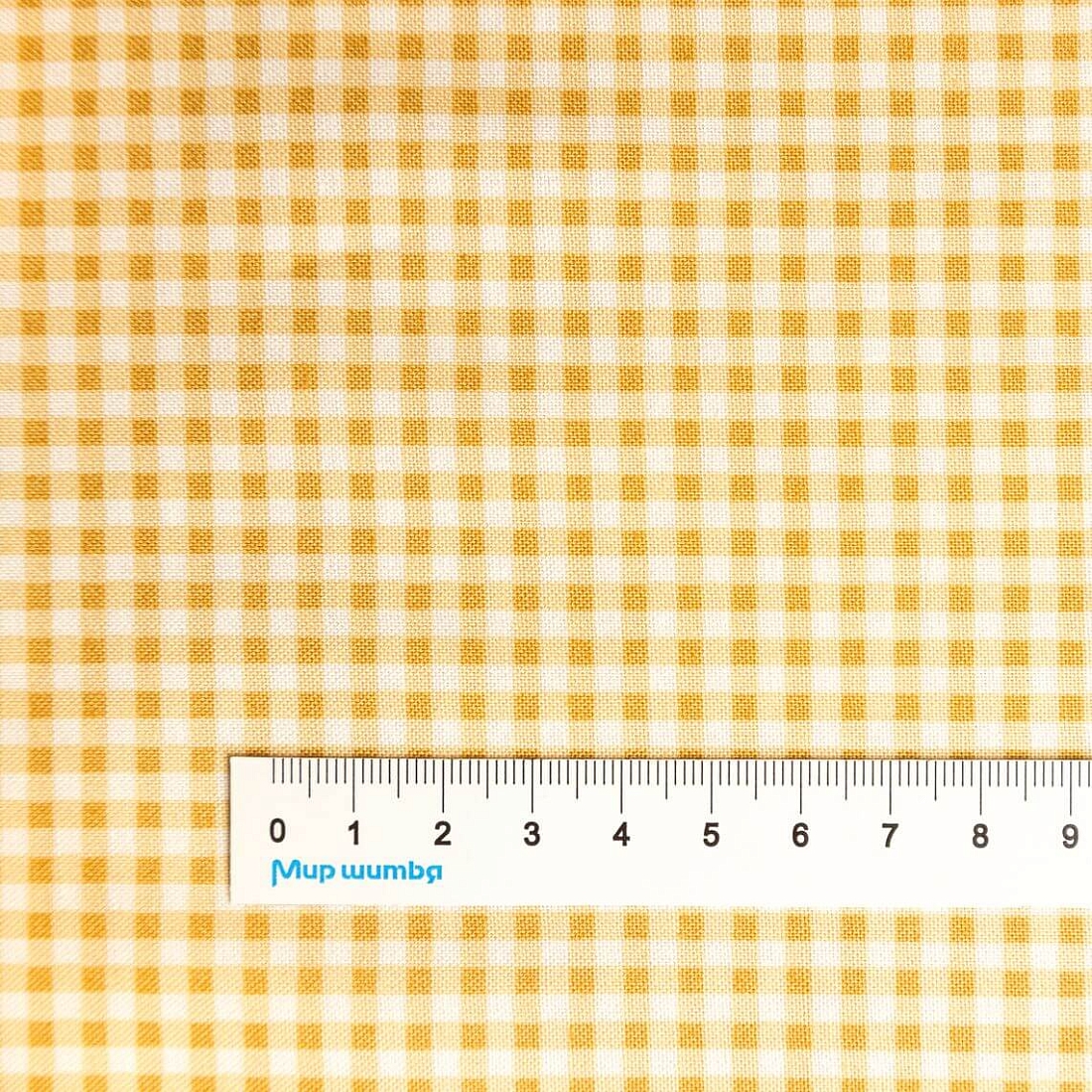 Ткань хлопок для пэчворка для одежды желтый, клетка, Maywood Studio (арт. 5416-11)