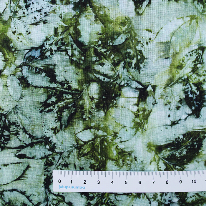 Ткань хлопок пэчворк зеленый серый, осень флора, FreeSpirit (арт. PWKA015.PINE)