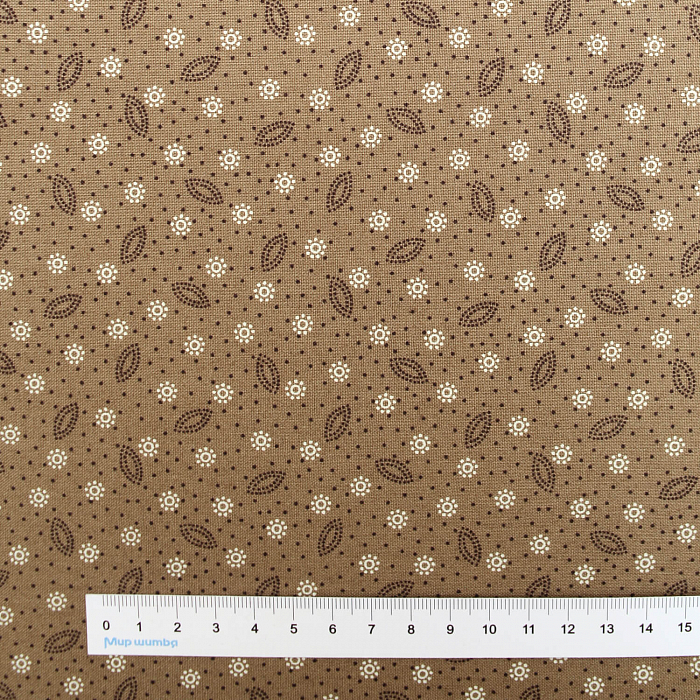 Ткань хлопок пэчворк коричневый, флора, Maywood Studio (арт. MAS9707-T)