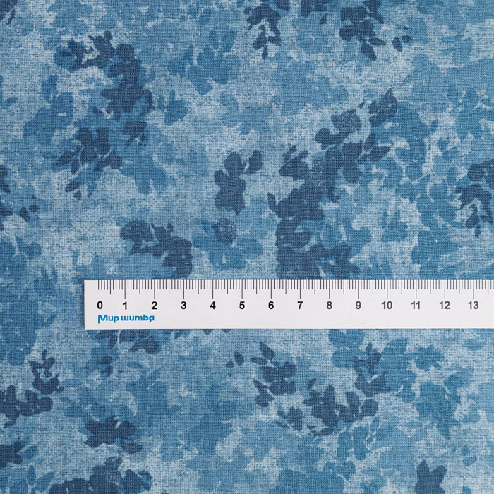 Ткань хлопок пэчворк синий, фактура флора, Blank Quilting (арт. 2311-72)