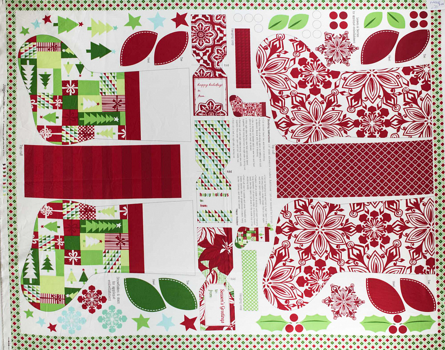 Ткань хлопок пэчворк красный зеленый белый, рукоделие новый год, ALFA (арт. 231947)