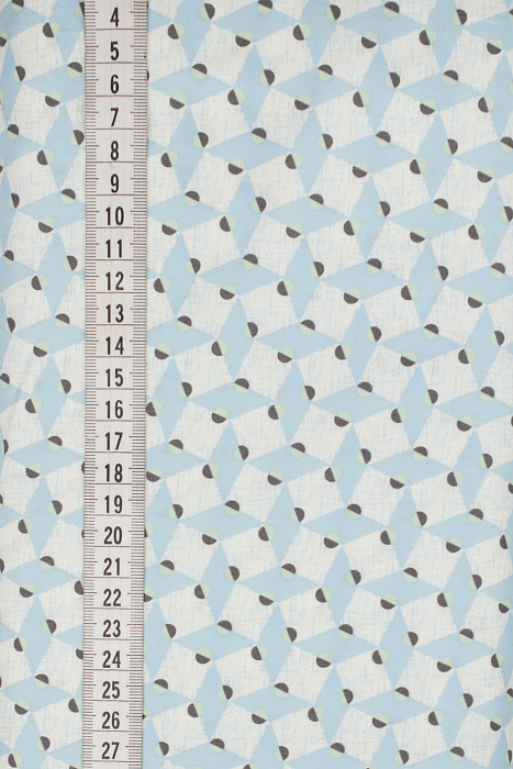 Ткань хлопок пэчворк белый голубой, геометрия, ALFA (арт. 232258)