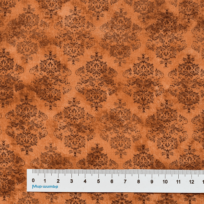 Ткань хлопок пэчворк коричневый, винтаж дамаск, FreeSpirit (арт. PWTH148.ORANGE)
