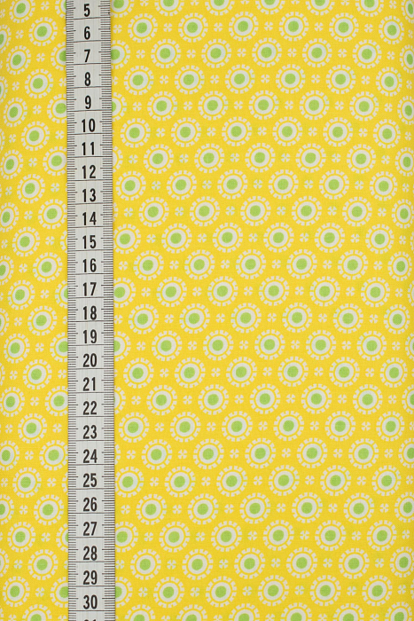 Ткань хлопок пэчворк желтый зеленый, геометрия горох и точки, ALFA (арт. 232116)