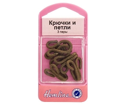 Крючки и петли пришивные Hemline арт. 402.BR оплетенные коричн.