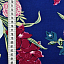 Ткань лен плательные ткани синий, цветы, ALFA C (арт. 232859-11)