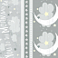 Ткань хлопок пэчворк серый, надписи полоски бордюры звезды, Timeless Treasures (арт. Gail-C6289-Grey)