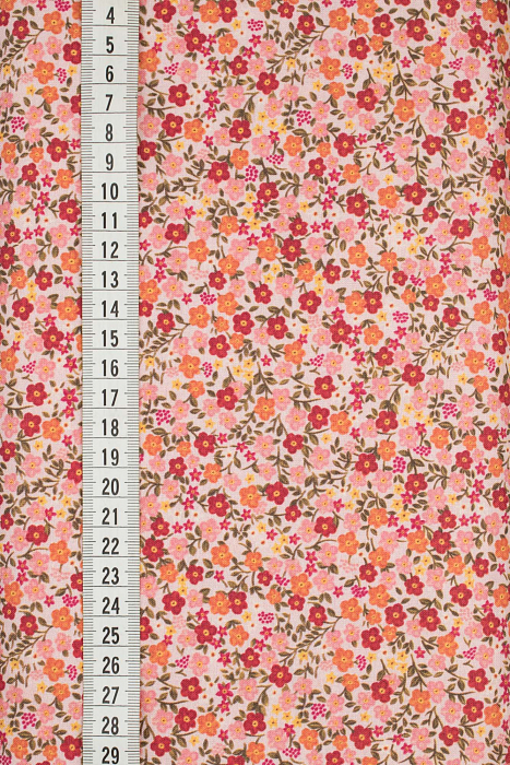 Ткань хлопок пэчворк красный розовый, мелкий цветочек, ALFA Z DIGITAL (арт. 224325)