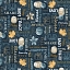 Ткань хлопок для пэчворка синий, надписи овощи осень, Blank Quilting (арт. 4070-77 Navy)