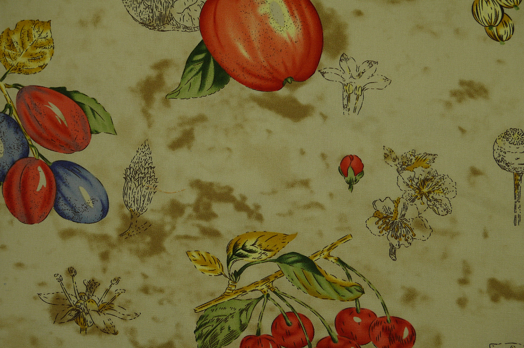 Ткань хлопок сумочные красный коричневый разноцветные, еда и напитки, ALFA KANVAS (арт. 128447)