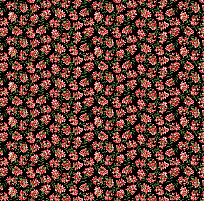 Ткань хлопок пэчворк розовый черный, цветы, Benartex (арт. 235756)