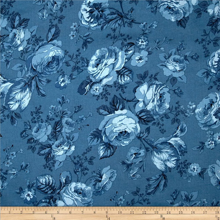 Ткань хлопок ткани на изнанку синий, флора, Benartex (арт. 3543W55B)