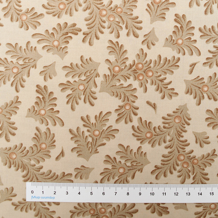 Ткань хлопок пэчворк бежевый, цветы, Maywood Studio (арт. MAS9704-T)
