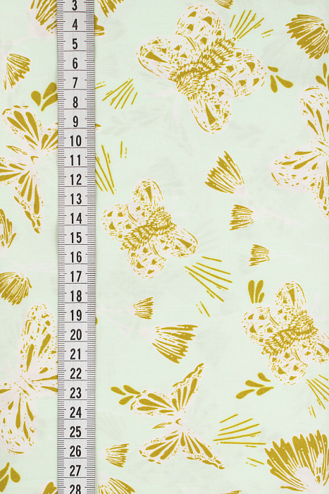 Ткань хлопок пэчворк бирюзовый, птицы и бабочки, ALFA (арт. 242859)