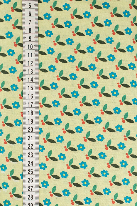Ткань хлопок пэчворк зеленый травяной, мелкий цветочек, ALFA (арт. 242861)