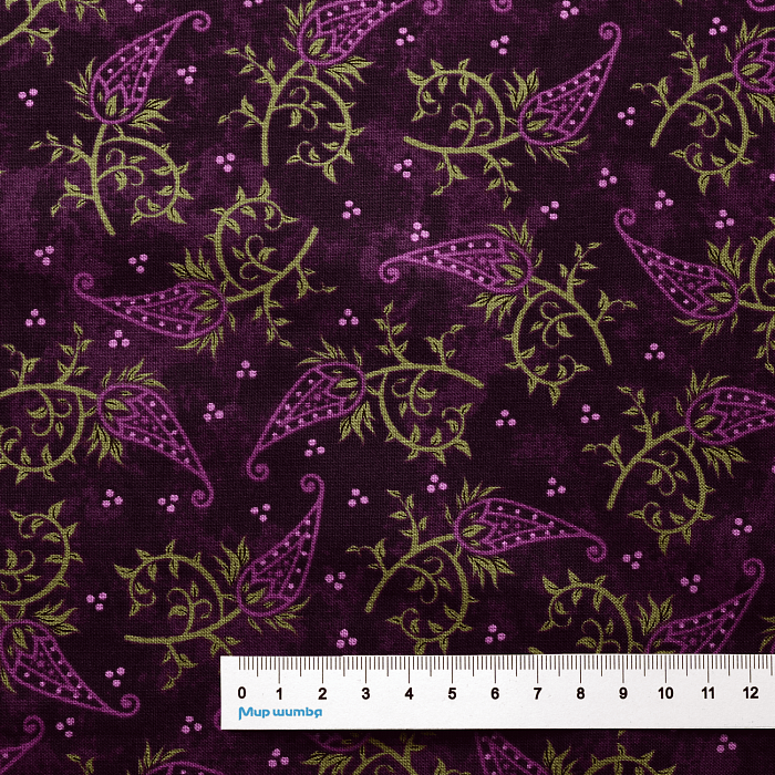 Ткань хлопок пэчворк фиолетовый, цветы флора, Maywood Studio (арт. MAS9722-V)
