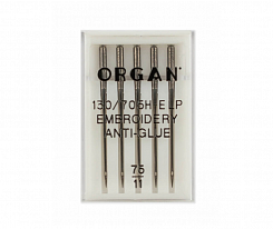 Иглы вышивальные Organ Anti-Glue № 75 5 шт.
