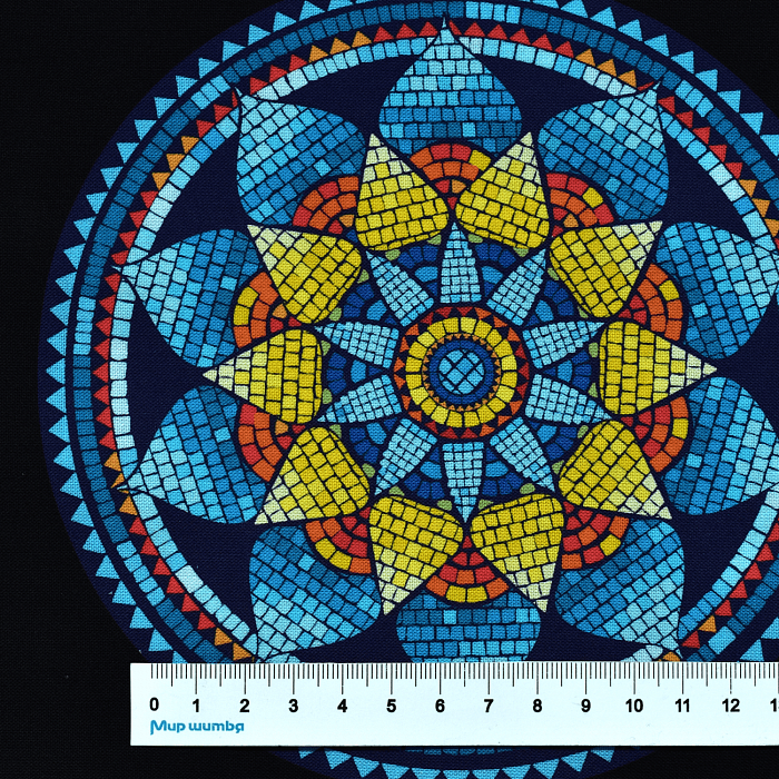 Ткань хлопок пэчворк разноцветные, ложный пэчворк необычные восточные мотивы, Benartex (арт. 10480-12)