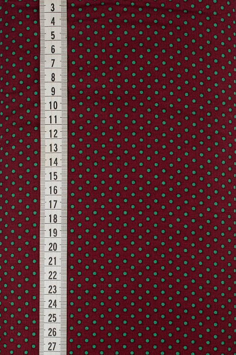 Ткань хлопок пэчворк зеленый бордовый, горох и точки, ALFA (арт. 229397)