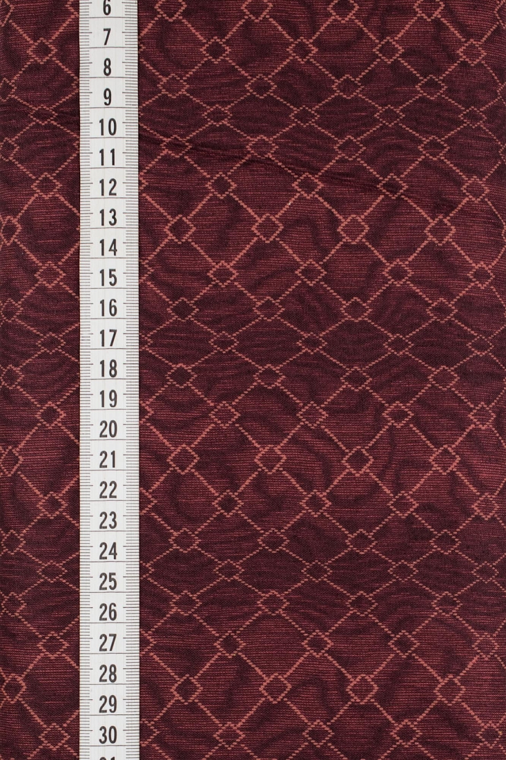 Ткань хлопок для пэчворка бордовый, клетка геометрия муар, ALFA (арт. 234805)