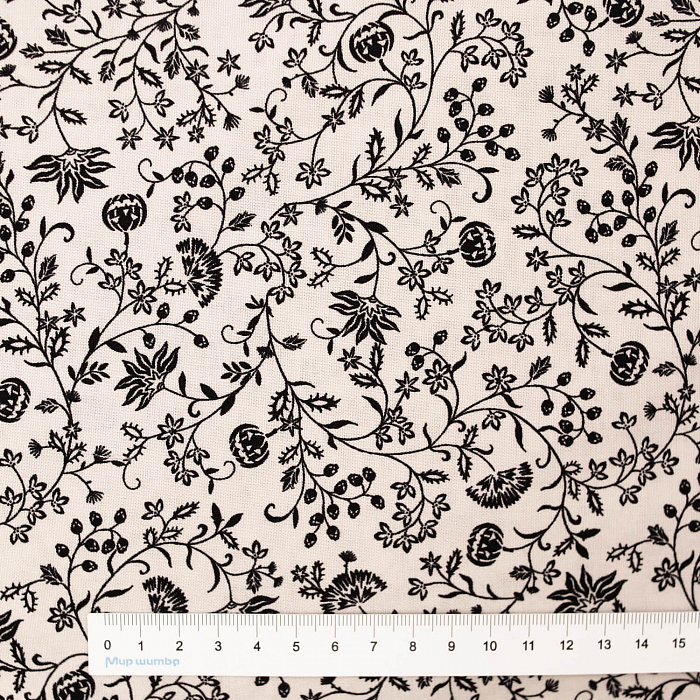 Ткань хлопок пэчворк серый, цветы, Studio E (арт. )