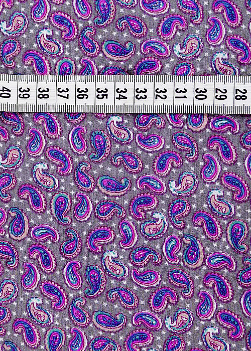 Ткань хлопок плательные ткани синий розовый, пейсли, ALFA C (арт. 128619)