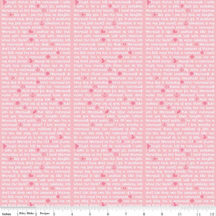 Ткань хлопок пэчворк розовый, надписи, Riley Blake (арт. C7614-PINK)