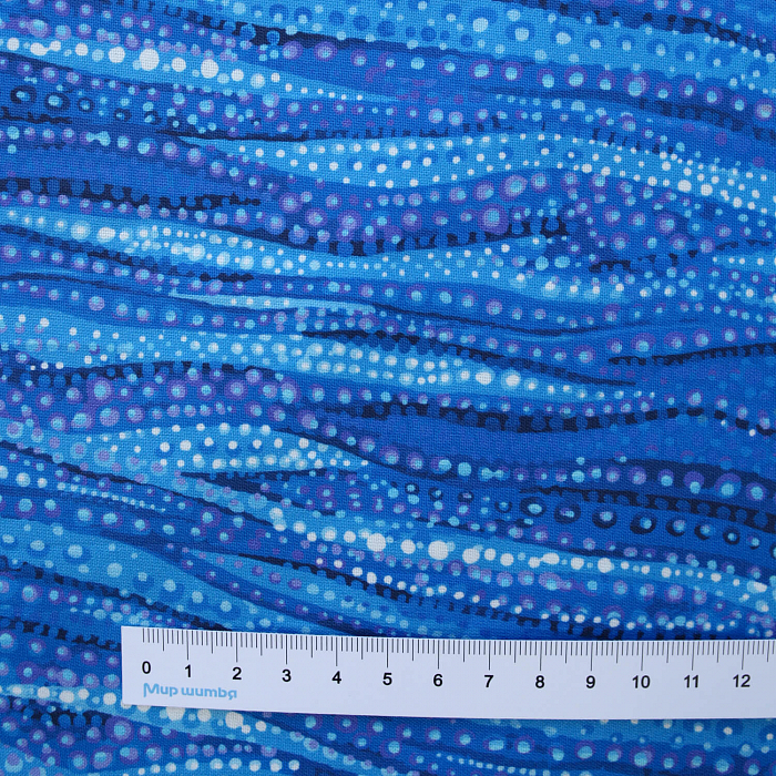Ткань хлопок пэчворк синий, цветы фактура флора, Moda (арт. 51244 12D)