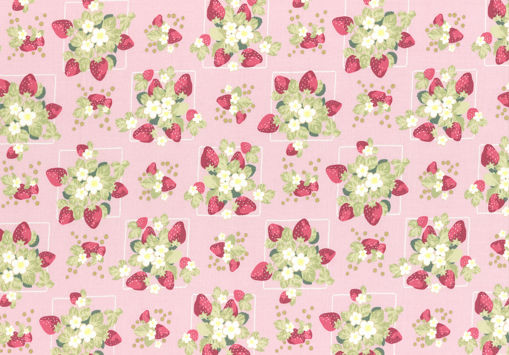 Ткань хлопок пэчворк розовый, ягоды и фрукты, Lecien (арт. 240907)