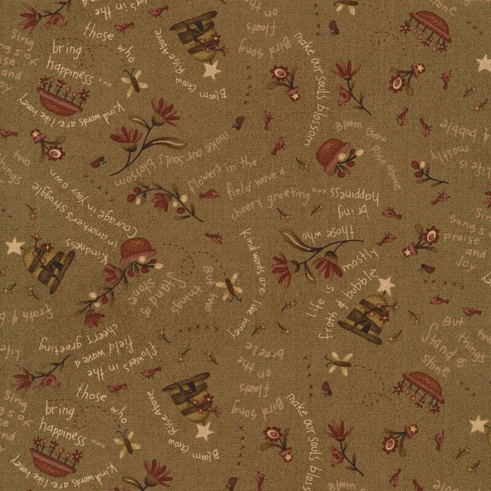 Ткань хлопок пэчворк коричневый, цветы, Henry Glass (арт. 2926-36)
