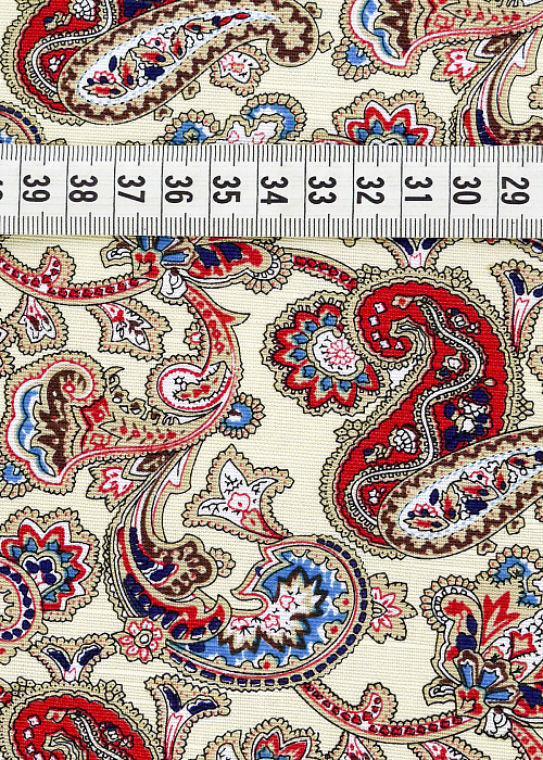 Ткань хлопок сумочные красный синий бежевый, пейсли, ALFA KANVAS (арт. 128422)